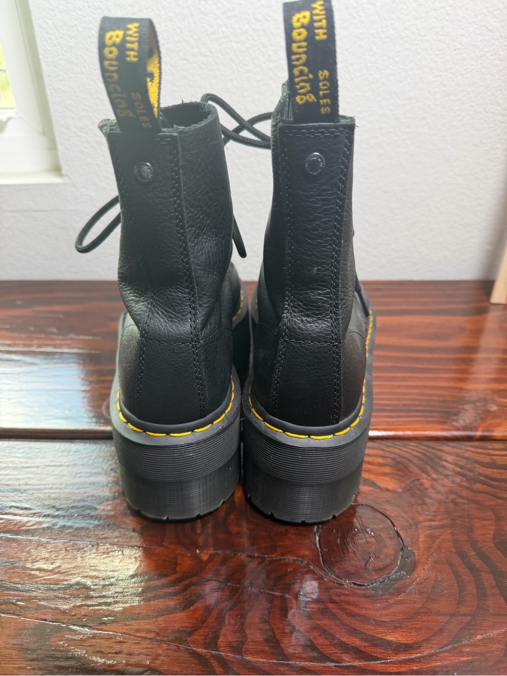 Dr. Martens 1460 MAX LEATHER PLATFORM BOOTS in Black Pisa Size 9 - Picture 8 of 12